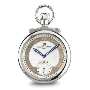 Charles Hubert Polished Finish Off-white Dial Open Face Pocket Watch